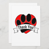 Hond Paw Print Rode Hart Banner Dank u Bedankkaart (Voorkant / Achterkant)
