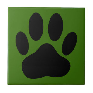 Hond Pawprint Groene Achtergrond Tegeltje