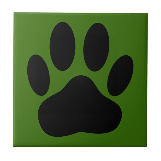 Hond Pawprint Groene Achtergrond Tegeltje (Voorkant)