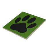 Hond Pawprint Groene Achtergrond Tegeltje (Zijkant)