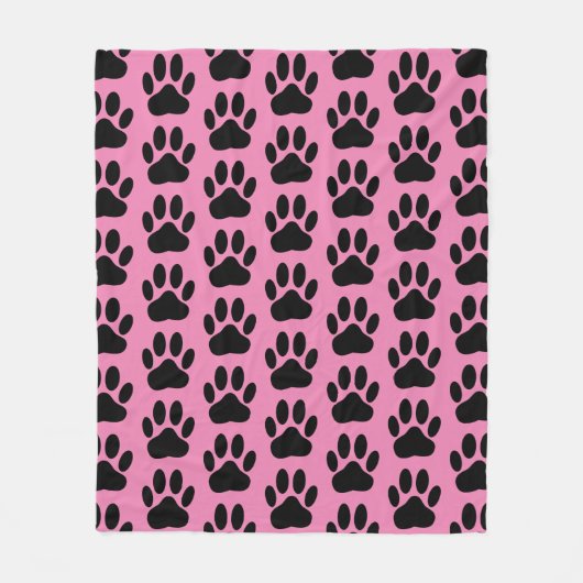 Hond Pawprint op roze fleece deken (Voorkant)