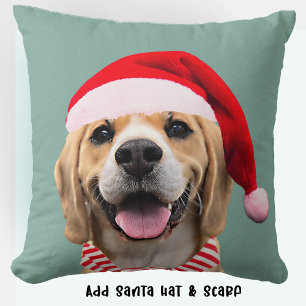 Hond Pet Foto met Digitale Santa Hat Sjaal Gift Kussen