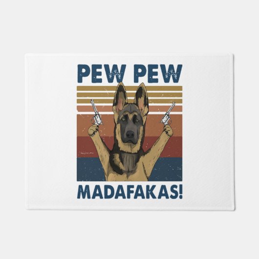 HOND PEW PEW MADAFAKAS RETRO DEURMAT (Voorkant)