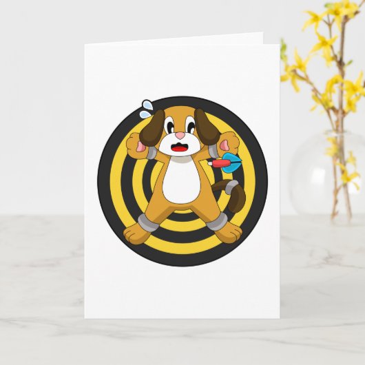 Hond Pijlt Darts Dartbord Kaart (Gele Bloem)