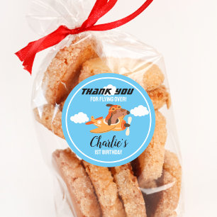 Hond Piloot Vliegend Vliegtuig,Lieve Verjaardag Be Ronde Sticker