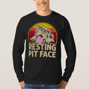 Hond Pitbull Resting Pit Face Funny voor Pitbull L T-shirt
