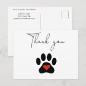Hond Poot Aangepaste Dank u  Briefkaart (Voorkant / Achterkant)