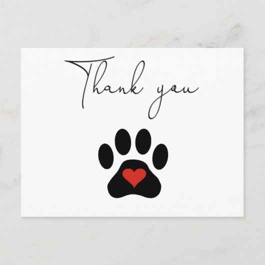 Hond Poot Aangepaste Dank u  Briefkaart (Voorkant)