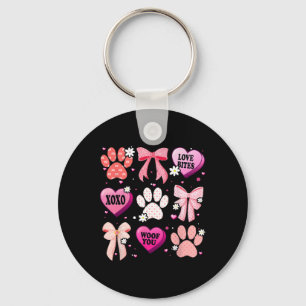 Hond Poot Coquette Strik Hart Valentijnsdag Hond L Sleutelhanger