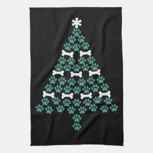 Hond Poot Kerstboom Cute Kerstcadeau Puppy Liefheb Theedoek