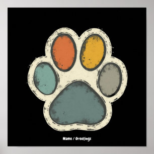 Hond Pootafdruk Dierliefhebber Vredig Ontwerp Poster