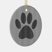 Hond Pootafdruk Op Zwarte En Witte Golven Keramisch Ornament (Rechts)