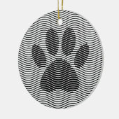 Hond Pootafdruk Op Zwarte En Witte Golven Keramisch Ornament (Links)