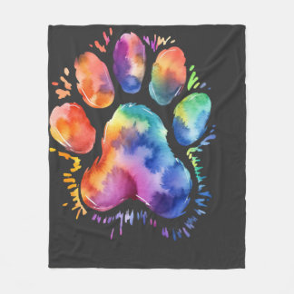 Hond pootafdruk tie dye voor hondenliefhebber fleece deken