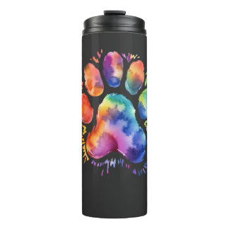 Hond pootafdruk tie dye voor hondenliefhebber thermosbeker