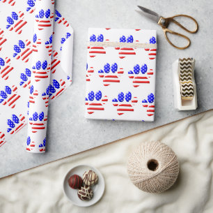 Hond Pootafdruk VS Vlag Cadeaupapier