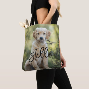 Hond Portret Canvas tas, Aangepaste Naam Foto Canv Draagtas