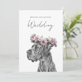 Hond portret zwart-wit bruiloft kaart (Staand voorkant)