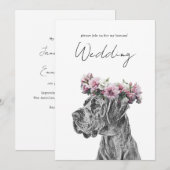 Hond portret zwart-wit bruiloft kaart (Voorkant / Achterkant)