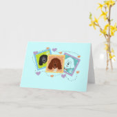 Hond portretten Tshirts en geschenken Kaart (Gele Bloem)