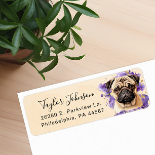 Hond Postadreslabel met Pug Etiket