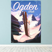Hond, poster Utah Ski Canvas Afdruk (Insitu (Houten vloer))
