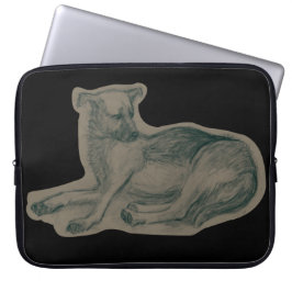 Hond. Potloodtekening. Laptop Sleeve