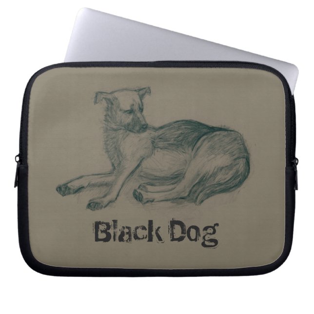 Hond. Potloodtekening. Laptop Sleeve (Voorkant)