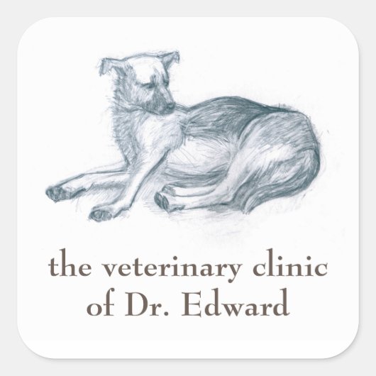 Hond. Potloodtekening. Vierkante Sticker (Voorkant)