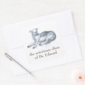 Hond. Potloodtekening. Vierkante Sticker (Envelop)