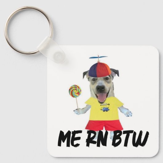 Hond propeller hoed grappige quote sleutelhanger (Voorkant)