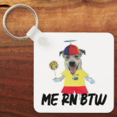 Hond propeller hoed grappige quote sleutelhanger (Voorkant)