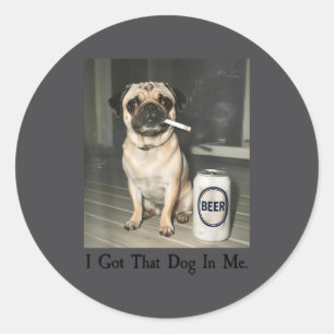 Hond Pug Rookt Bier Ronde Sticker