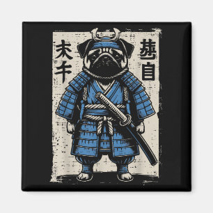 Hond Pug Samurai Grappige Japanse Krijger Kunst Ma Magneet