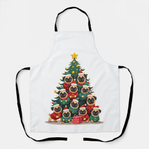 Hond Pugs Kerstboom Schattig Kerstmis (2) Schort