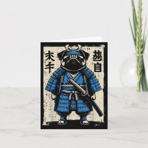 Hond Puk Samurai Grappige Japanse Krijger Kunst Ma Kaart