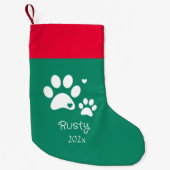 Hond Puppy Custom Huisdier Kerstmis Modern Rood & Kleine Kerstsok (Voorkant)