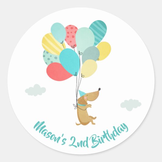 Hond puppy Envelope sticker Paw-ty Blue Boy (Voorkant)