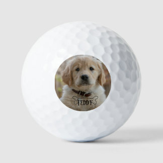 HOND PUPPY FOTO NAAM BOTTIG BESTE HOND MOM DAD TRE GOLFBALLEN