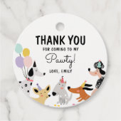 Hond Puppy Pawty Moderne Dieren Meisje Verjaardag Bedankjes Labels (Voorkant)