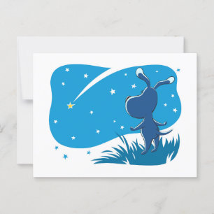 Hond Puppy Schieten Star Night Blue Sterrenhemel Briefkaart