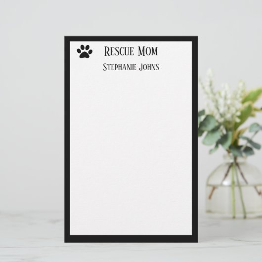 Hond Redding Moeder Papa Ouder Zwart Wit Aangepast Briefpapier (Staand voorkant)