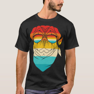 Hond Retro Pug Badass T-shirt