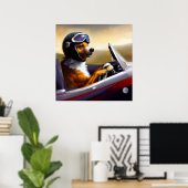 Hond rijden racecar poster (Thuiskantoor)