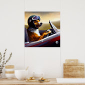 Hond rijden racecar poster (Keuken)