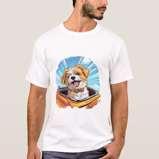 hond rijden retro auto Idee T-shirt (Voorkant)