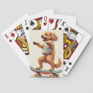 Hond rijdt op skateboard puzzel pokerkaarten