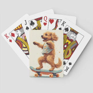 Hond rijdt op skateboard puzzel pokerkaarten