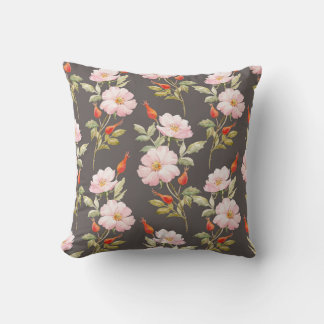 Hond Roos Waterverf: donker bloemmotief Kussen