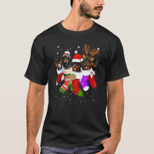 Hond Rottweiler Kerst Soks Xmas Pyjama Huisdier P T-shirt